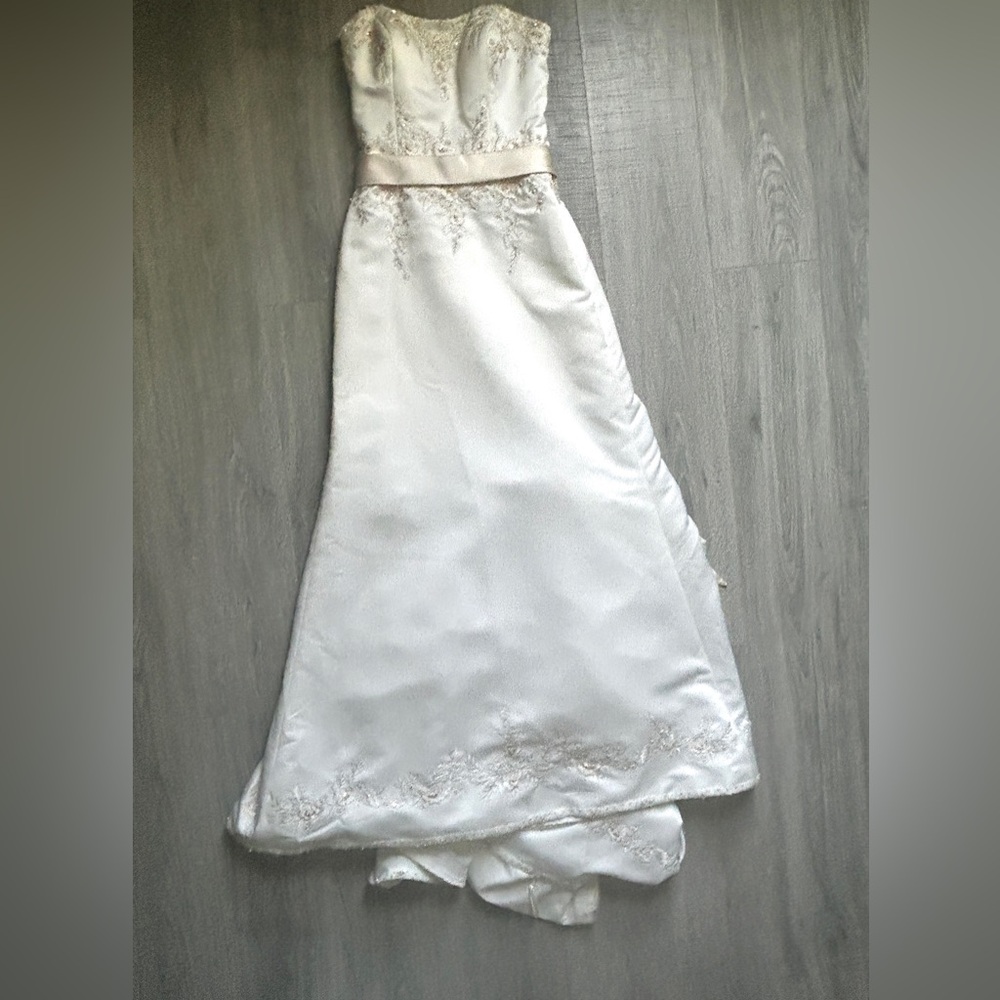 Ivory/Tan Wedding Dress w/Beaded Train (Size 2-4)